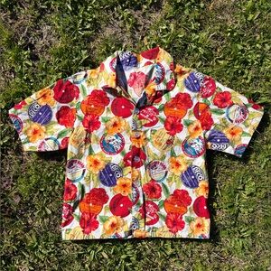 vintage krazy klothes hawaiian records button-down shirt